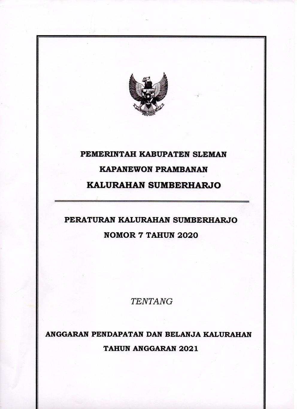 APBKal Tahun Anggaran 2021